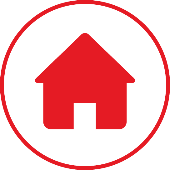 Circular icon with a house in the centre